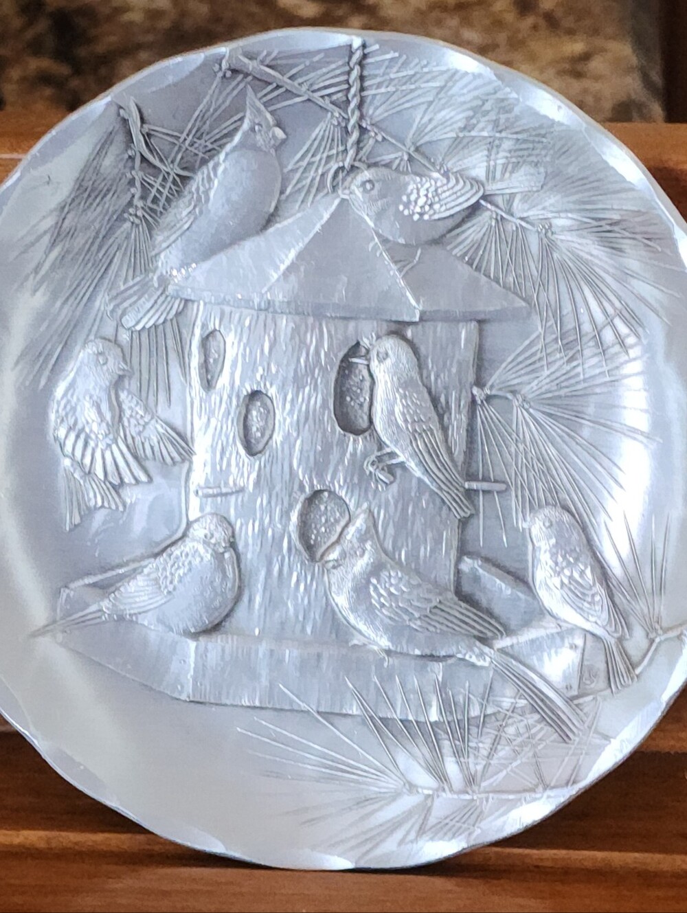 4.5” Wendell August Forge Hammered Aluminum Bird Trinket Tray Dish Cardinal